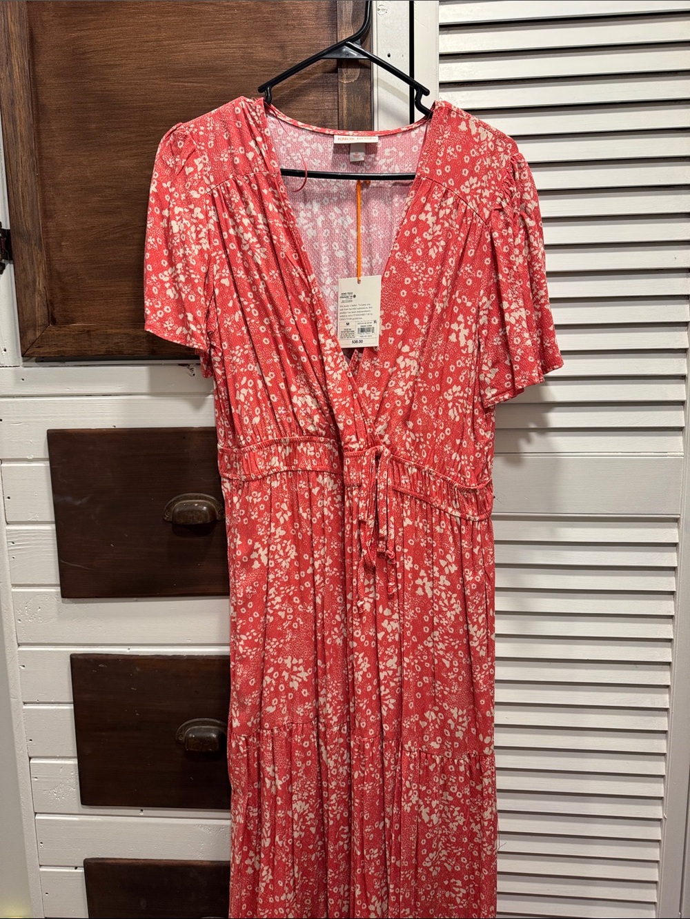 Knox Rose Coral-White Floral Wrap Maxi Dress